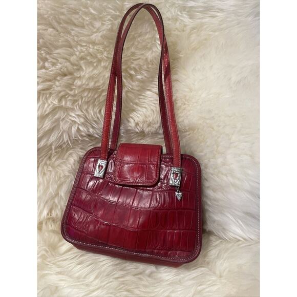 Brighton Red Leather Croc Embossed‎ Tote Bag / Purse - Picture 1 of 8